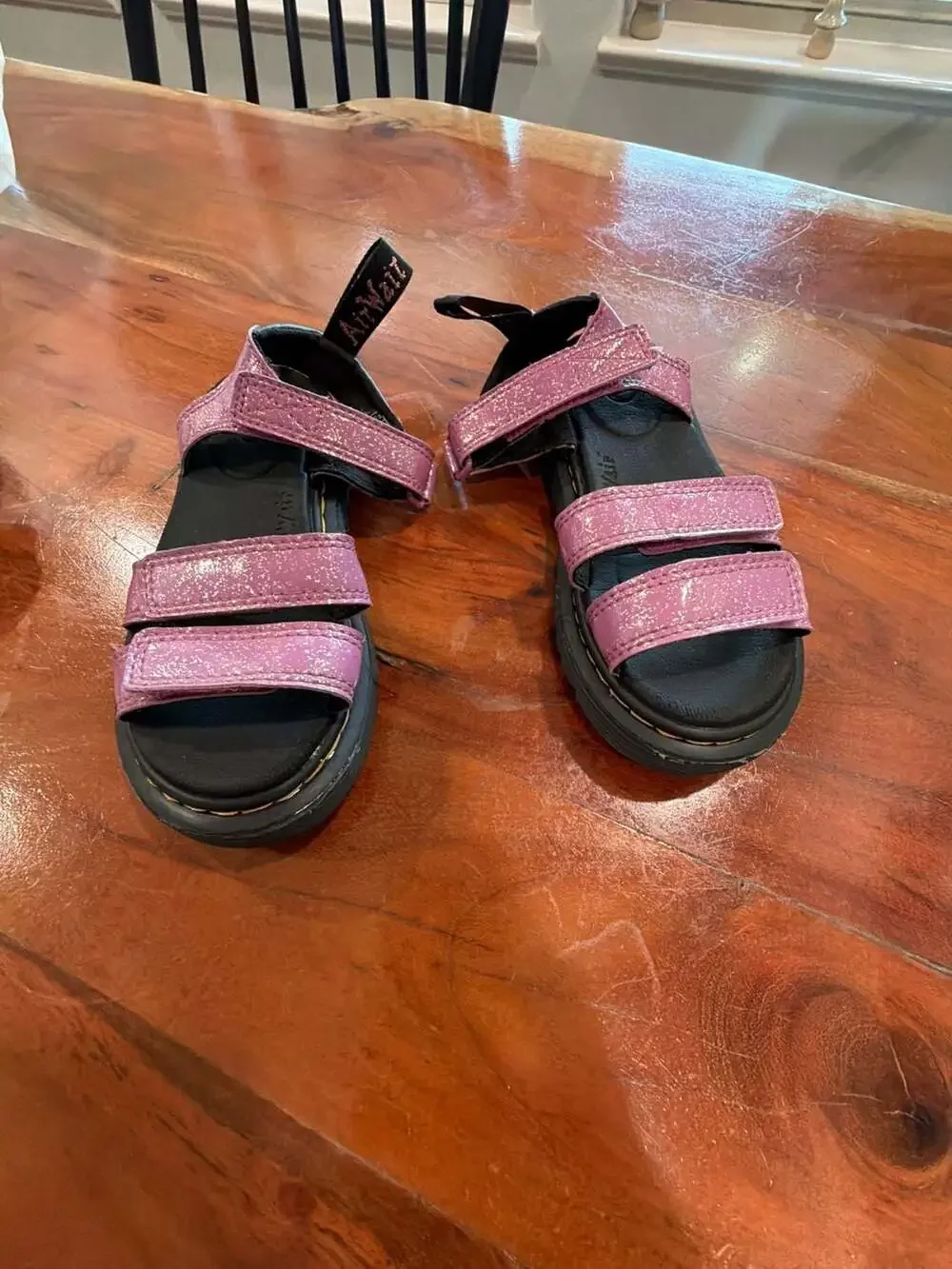 Dr. Martens Klaire Youth Glitter Strappy Sandals in Pink